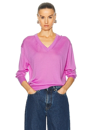 Guest In Residence Airy V Sweater in Fuchsia - Fuchsia. Size L (also in M, S, XL, XS).