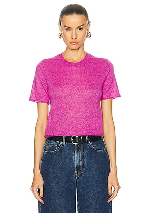 Guest In Residence Featherweight Crop Tee in Fuchsia - Fuchsia. Size L (also in M, S, XL, XS).