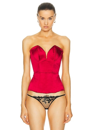 Agent Provocateur Gena Satin Corset Top in Red - Red. Size 4 (also in ).