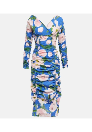Carolina Herrera Floral ruched cotton-blend midi dress
