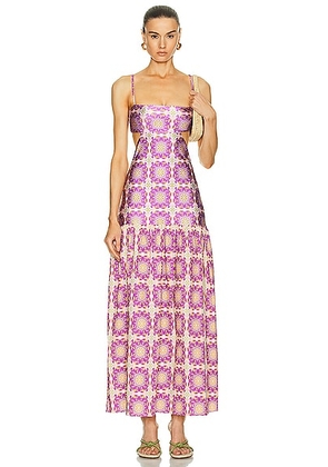 ADRIANA DEGREAS Exotic Coral Cut Out Long Dress in Unique - Purple. Size L (also in M, S).