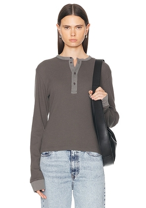 Acne Studios Vintage Henley in Faded Black - Charcoal. Size M (also in S, XS).