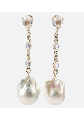 Mateo 14kt gold earrings with pearls, diamonds, and topaz