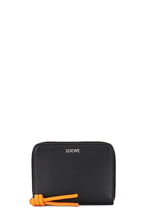 Loewe Knot Slim Zip Compact Wallet in Black & Bright Orange - Black. Size all.