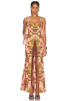 Etro Button Down Maxi Dress in Print On Pink Base - Pink. Size 38 (also in ).