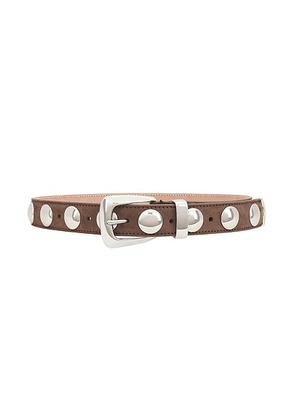 KHAITE Benny Suede Stud Belt in Toffee & Antique Silver - Tan. Size 75 (also in ).