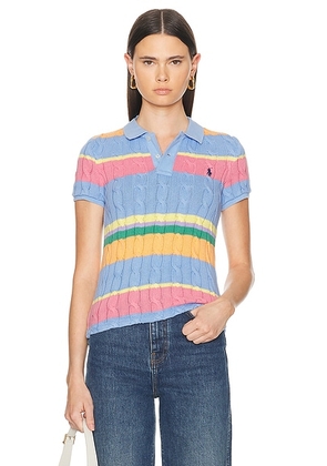 Polo Ralph Lauren Short Sleeve Polo Top in Light Blue Multi - Baby Blue. Size L (also in M, S, XS).