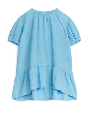 Cotton Muslin Dress - Blue