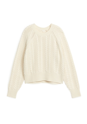 Cable-Knit Wool Jumper - White