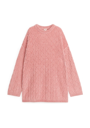 Cable-Knit Chenille Jumper - Pink