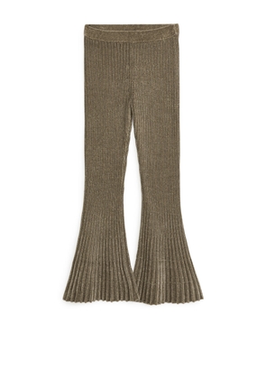 Rib-Knit Chenille Trousers - Brown