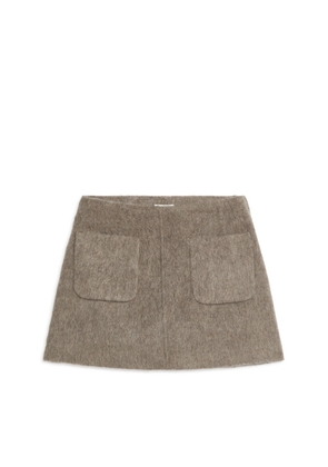 Wool Mini Skirt - Beige