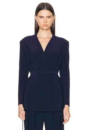 Norma Kamali Classic Double Breasted Jacket in True Navy - Navy. Size L (also in M, S, XS).