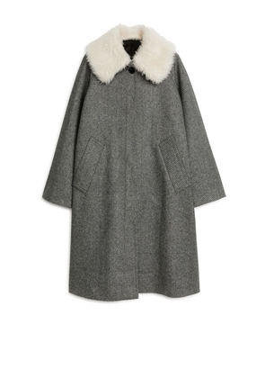 Wool Collar Coat - Grey