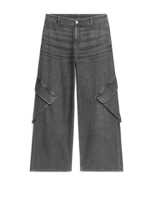 Denim Cargo Trousers - Grey