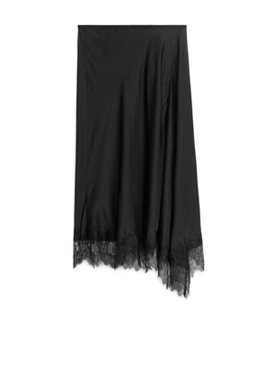 Lace-Trim Skirt - Black