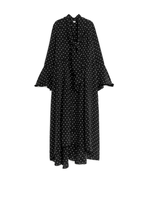 Scarf-Detail Maxi Dress - Black