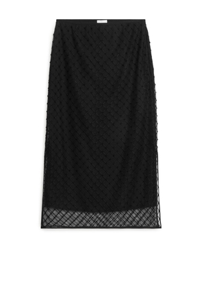 Sequined Net Skirt - Black