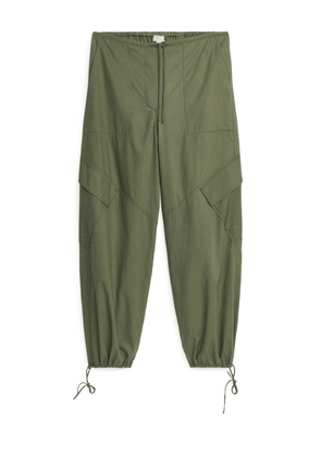 Lyocell Blend Cargo Trousers - Green