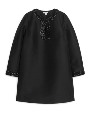 Sequin-Detail Mini Dress - Black