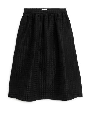Quilted Midi Skirt - Black