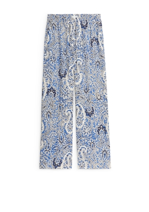 Relaxed Paisley Trousers - Blue