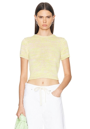 Guest In Residence Speckled Crop Tee in Citrine - Yellow. Size L (also in M, S, XL, XS).