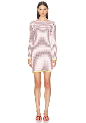 Guest In Residence Stripe Rib Dress in Cream & Rust - Red. Size L (also in M, S, XL, XS).