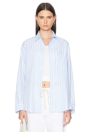 Citizens of Humanity Kayla Shirt in Marino Stripe - Baby Blue. Size L (also in M, S, XS).