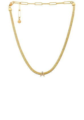 Ettika Initial Necklace in Metallic Gold. Size G, I, O.