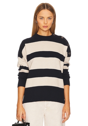 Brochu Walker Cy Stripe Sweater in Navy. Size L, S.