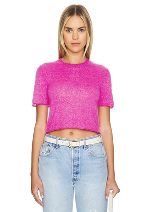 Guest In Residence Featherweight Crop Tee in Fuchsia. Size M, S, XL, XS.