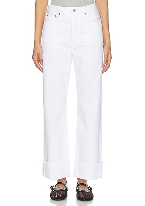AGOLDE Fran Low Slung Easy Straight in White. Size 23, 26, 27, 28, 29, 30, 31, 32, 33, 34.