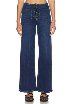 FRAME Le Slim Palazzo Sailor Pant in Blue. Size 24, 25, 26, 27, 28, 29, 30.