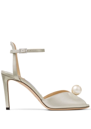 Jimmy Choo Sacora 85mm pearl-embellished sandals - Silver