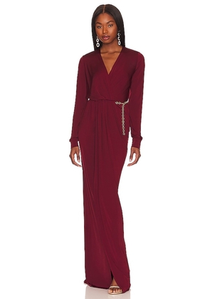L'AGENCE Thea Twist Front Dress in Burgundy. Size 6.