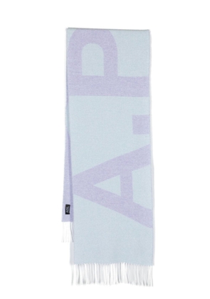 A.P.C. intarsia-knit logo scarf - Blue