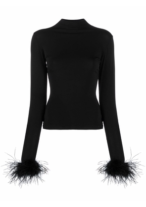 Atu Body Couture feather-cuff high-neck top - Black
