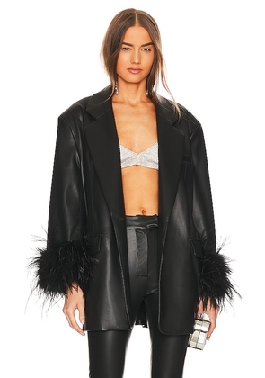 LAMARQUE Galia Faux Leather Oversized Blazer in Black. Size XS/S.