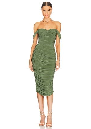 Norma Kamali Walter Midi Dress in Green. Size S, XS.
