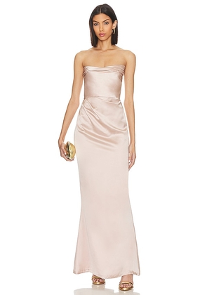 Nookie Emelie Strapless Gown in Nude. Size S, XL, XS.