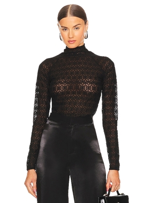 RTA Embroidered Mock Neck Top in Black. Size 4, 6.