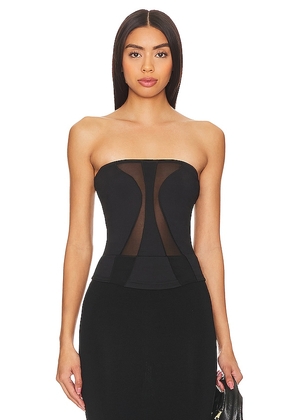 OW Collection Swirl Tube Top in Black. Size S, XS.