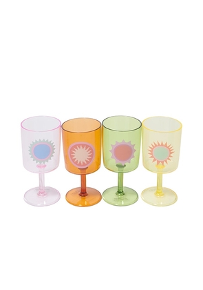 Sunnylife Poolside Wine Glass Set Of 4 in Orange.