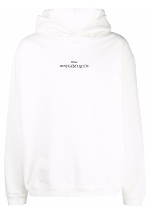 Maison Margiela logo-embroidered cotton hoodie - White