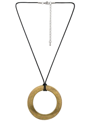 Streets Ahead Circle Pendant Necklace in Metallic Gold.