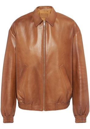 Prada nappa-leather bomber jacket - Brown