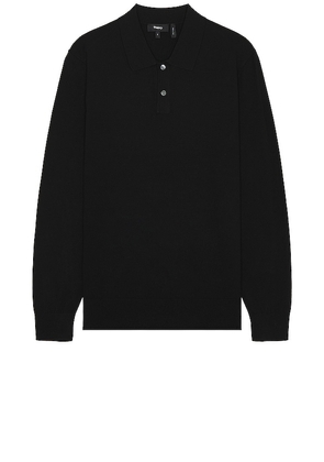 Theory Goris Long Sleeve Polo in Black. Size M.