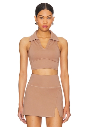 WellBeing + BeingWell MoveWell Frankie Cropped Tank in Brown. Size M, S, XL, XS, XXS.