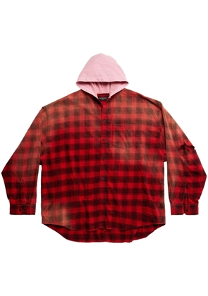 Balenciaga check-pattern hooded shirt - Red